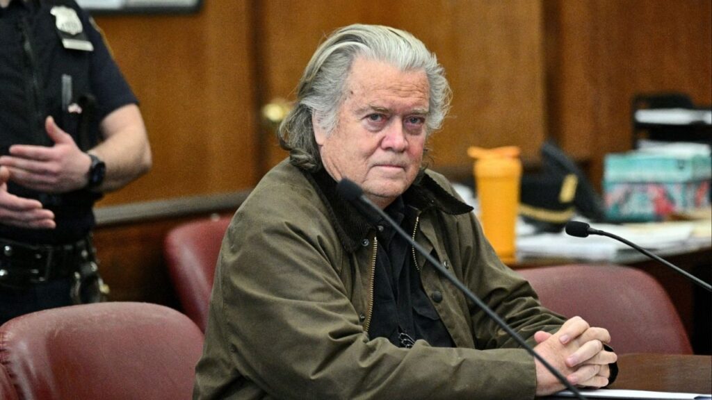 Steve Bannon, former advisor of U.S. President Donald Trump, attends a hearing to enter a guilty plea in his fraud case stemming from a fundraising effort to build a border wall, at the New York Criminal Court, in New York City, U.S., February 11, 2025. (Reuters File)
