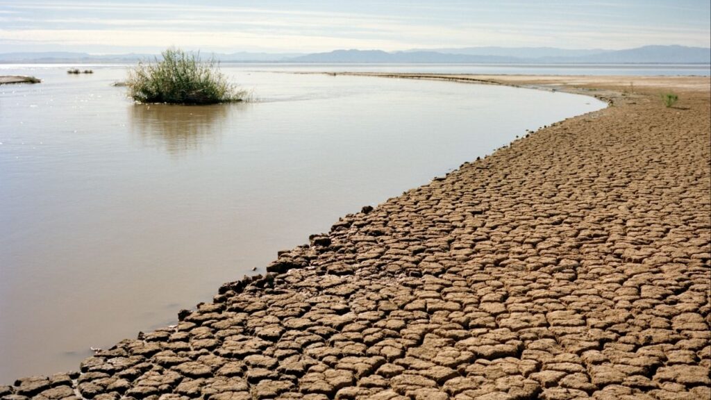 The Alamo River empies into the Salton Sea near Calipatria, Calif., on Jan. 23, 2026. Scientists have long known that lithium existed in the hot, mineral-rich brine below the Salton Sea. (Scott Rossi/The New York Times)