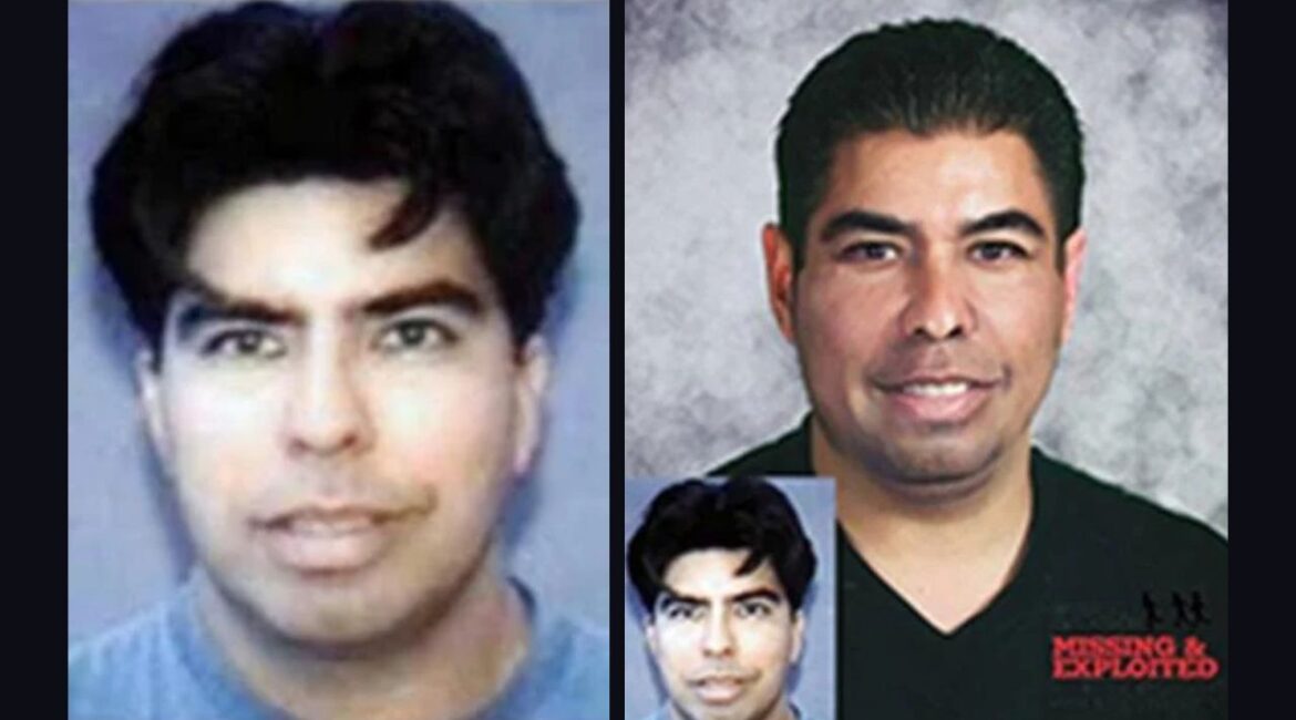 The FBI is actively searching for Gilbert Arredondo Hernandez, wanted for abducting his son from Tehachapi, California, in 1997. Photo on the left age progressed to 46 years of age. (FBI)
