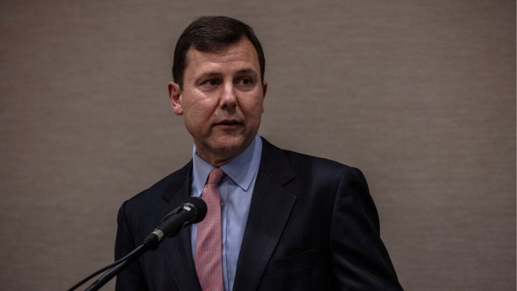 Tom Kean Jr., a former state Senate Republican leader and son of a former governor, speaks at a candidates’ forum in Scotch Plains, N.J. Oct. 2, 2022. Kean, a New Jersey Republican who has not cast a vote in the House in nearly two months, said on Monday, April 27, 2026, that he expected to make a full recovery from what he called a “personal medical issue,” but offered no additional details about his health or when he might return to Congress. (Bryan Anselm/The New York Times)