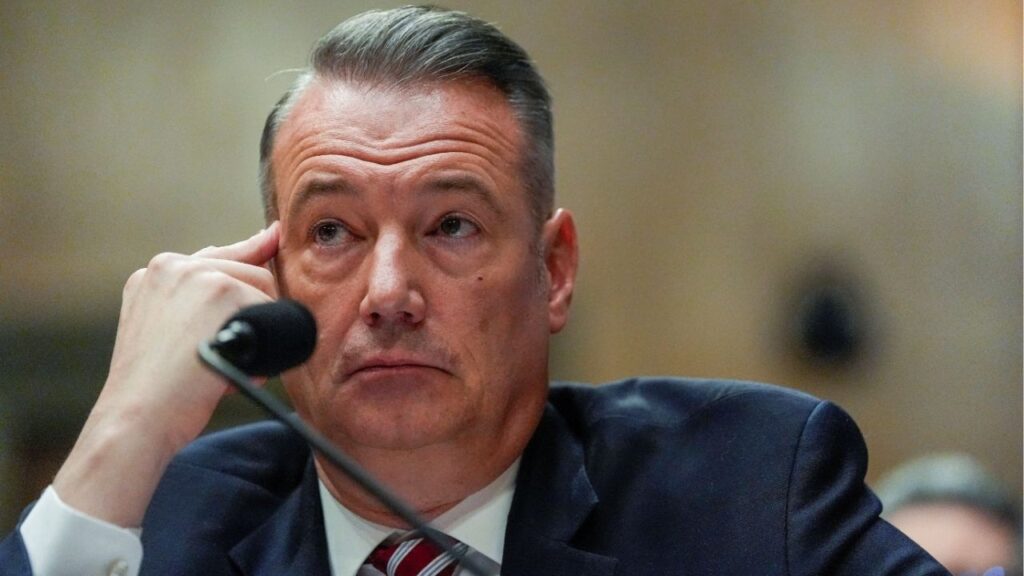 U.S. Immigration and Customs Enforcement (ICE) Acting Director Todd Lyons attends a Senate Homeland Security and Government Affairs Committee hearing on Capitol Hill in Washington, D.C., U.S., February 12, 2026. REUTERS/Kent Nishimura