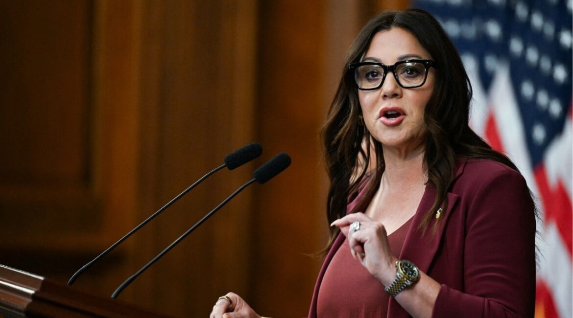 U.S. Secretary of Labor Lori Chavez-DeRemer speaks at a press conference with U.S. Speaker of the House Mike Johnson and other House Republicans, more than a month into the ongoing U.S. government shutdown on Capitol Hill in Washington, D.C., U.S., November 4, 2025. (Reuters/Annabelle Gordon)