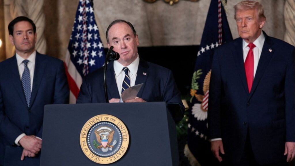 U.S. Secretary of the Navy John Phelan speaks, after President Donald Trump announced the Navy's "Golden Fleet", at Mar-a-lago in Palm Beach, Florida, U.S., December 22, 2025. (Reuters File)
