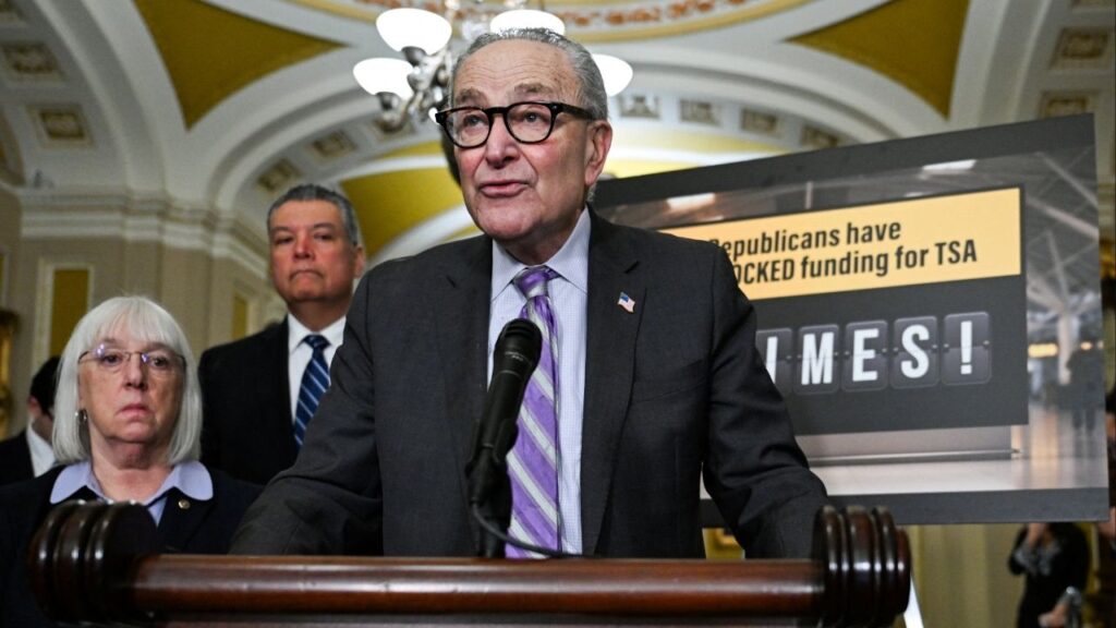 U.S. Senate Minority Leader Chuck Schumer (D-NY) holds a press conference following the Democratic weekly policy lunch on Capitol Hill in Washington, D.C., U.S., March 24, 2026. (reuters/Annabelle Gordon)