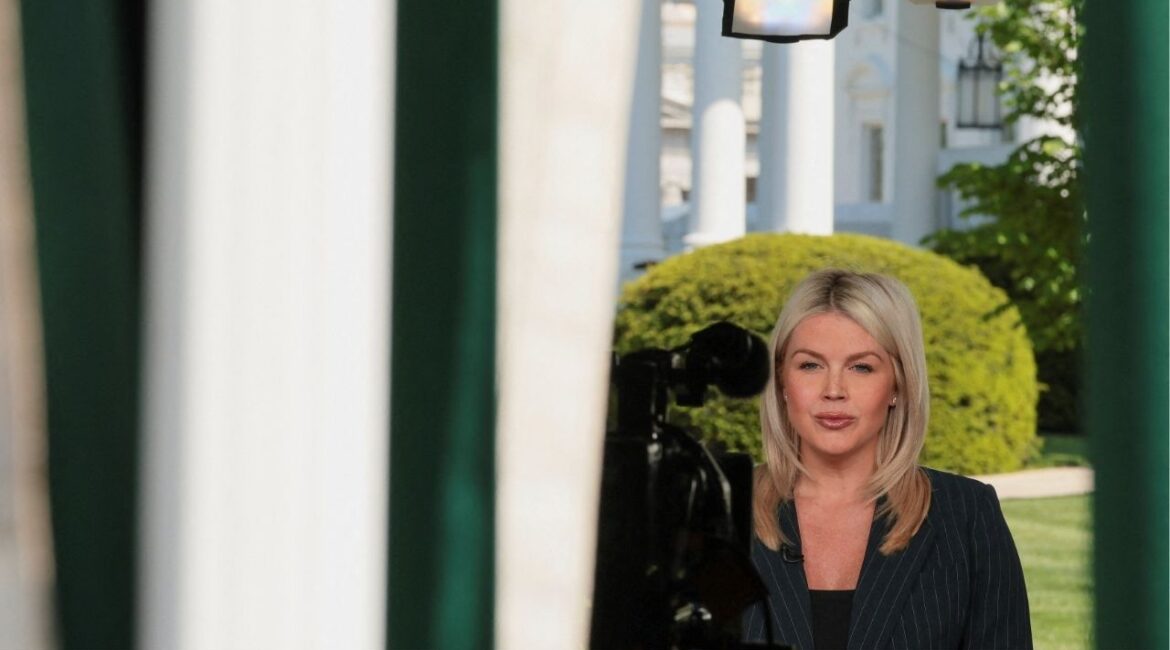 White House Press Secretary Karoline Leavitt attends a Fox News interview on the day of her press conference at the White House in Washington, D.C., U.S., April 22, 2026. (Reuters/Kylie Cooper)