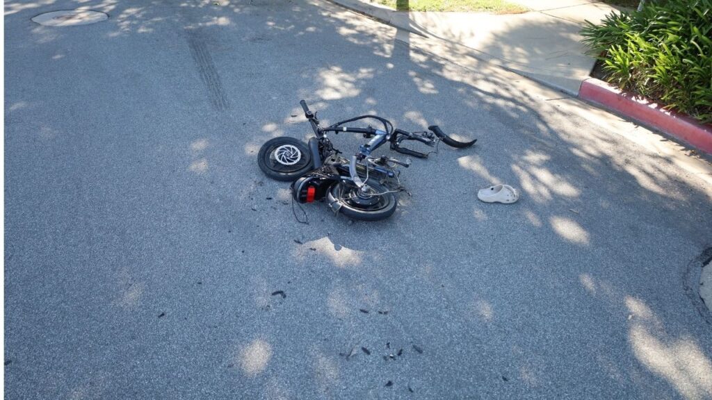 A 12-year-old child riding an electric bike without a helmet suffered major injuries and underwent several surgeries after a collision with a vehicle near DeVaul Park in San Luis Obispo, police said. (SLO PD)