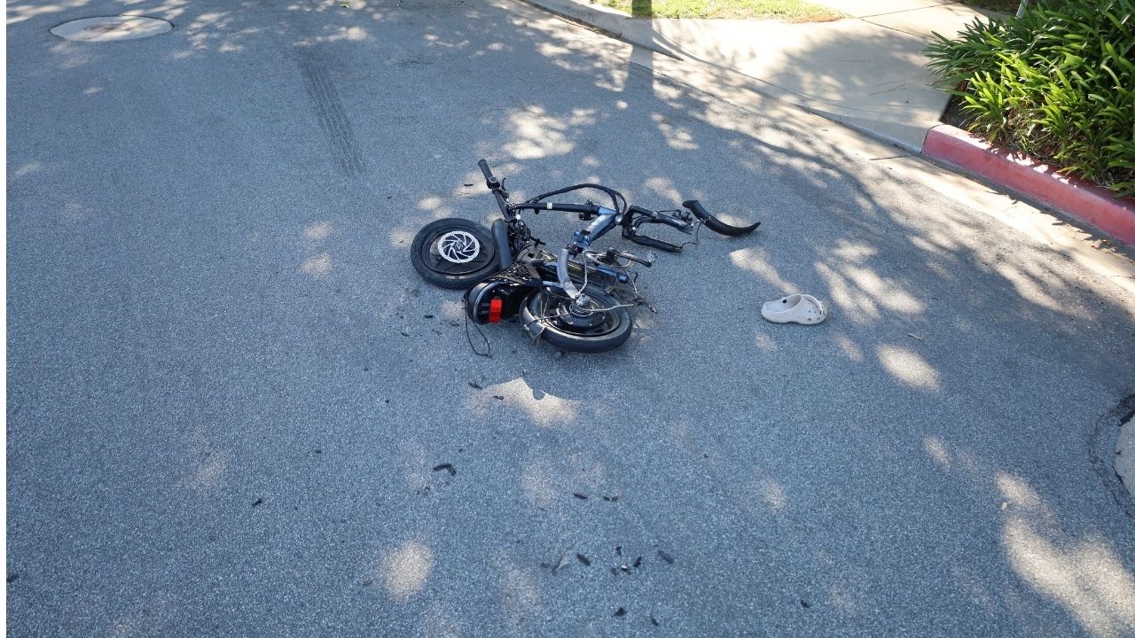 A 12-year-old child riding an electric bike without a helmet suffered major injuries and underwent several surgeries after a collision with a vehicle near DeVaul Park in San Luis Obispo, police said. (SLO PD)