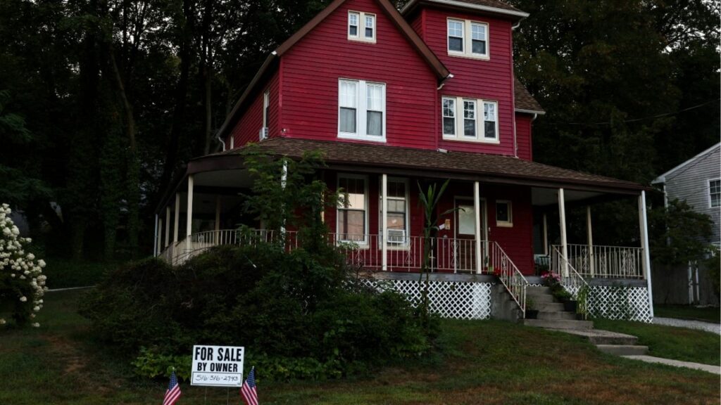 A "For Sale" sign stands in front of a house, on the North Shore of Long Island city of Glen Cove, New York, U.S., August 12, 2025. (Reuters File)
