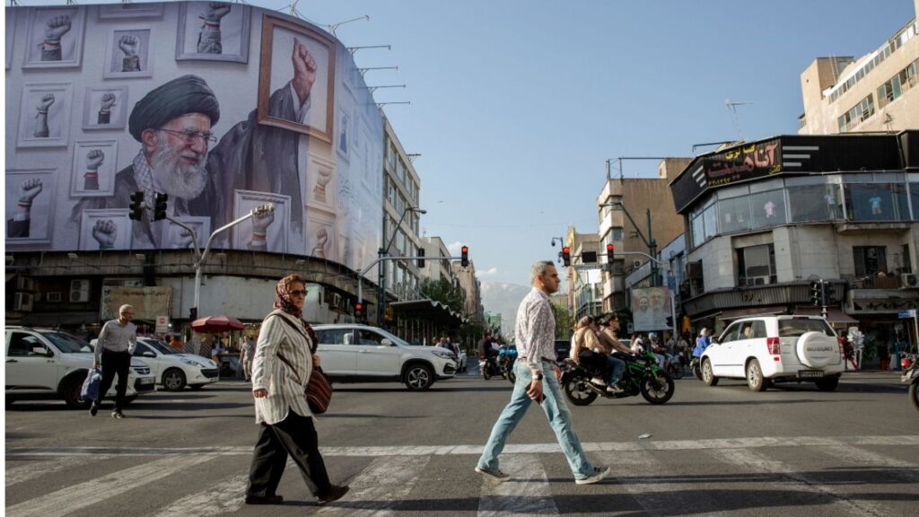 A billboard shows Ayatollah Ali Khamenei, the late Iranian supreme leader, in Tehran, May 7, 2026. Defense Secretary Pete Hegseth said that the U.S. military could escalate the war “if necessary.” An Iranian official raised the prospect of increasing nuclear enrichment if it were attacked again. (Arash Khamooshi/The New York Times)