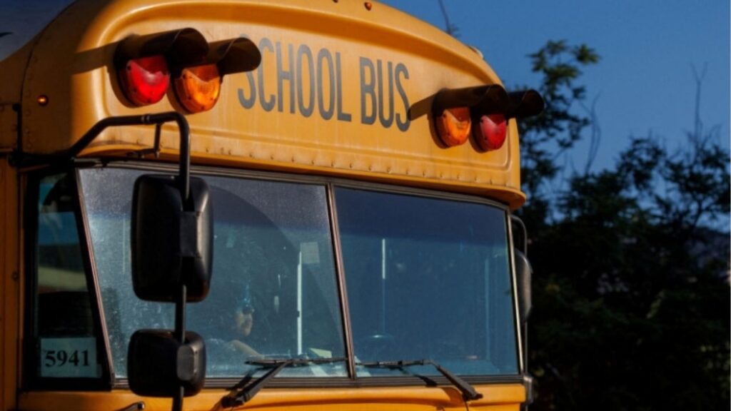 A school bus driver navigates while driving through downtown Los Angeles, California, U.S. July 19, 2023. (Reuters File)