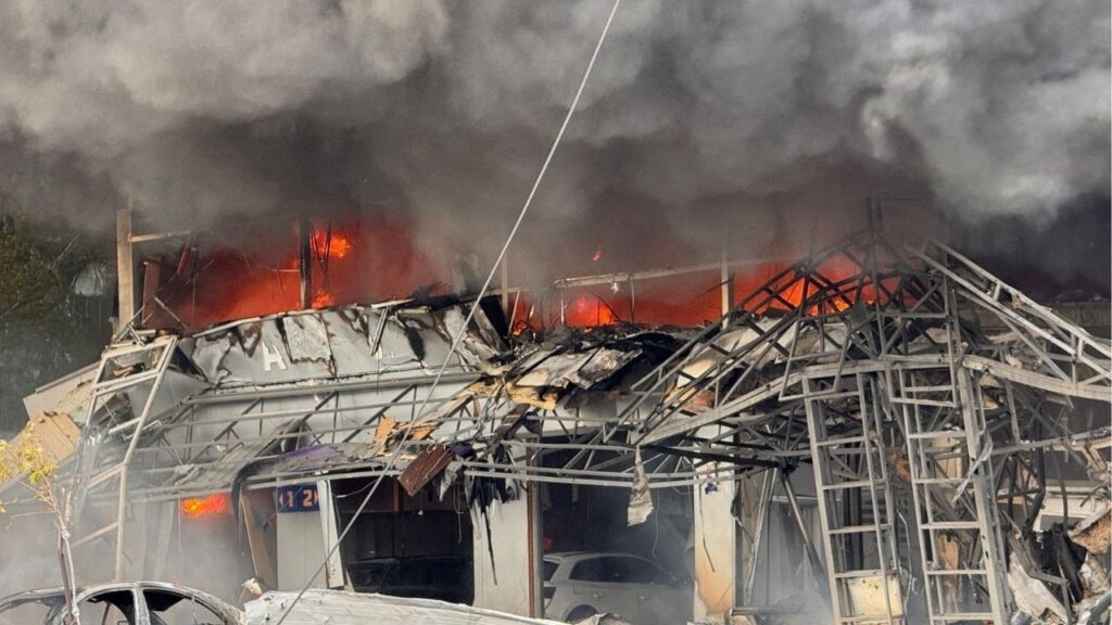 A site of a Russian air strike, amid Russia's attack on Ukraine, in Zaporizhzhia, Ukraine May 5, 2026. (Press service of the State Emergency Service of Ukraine in Zaporizhzhia region/Handout via Reuters)