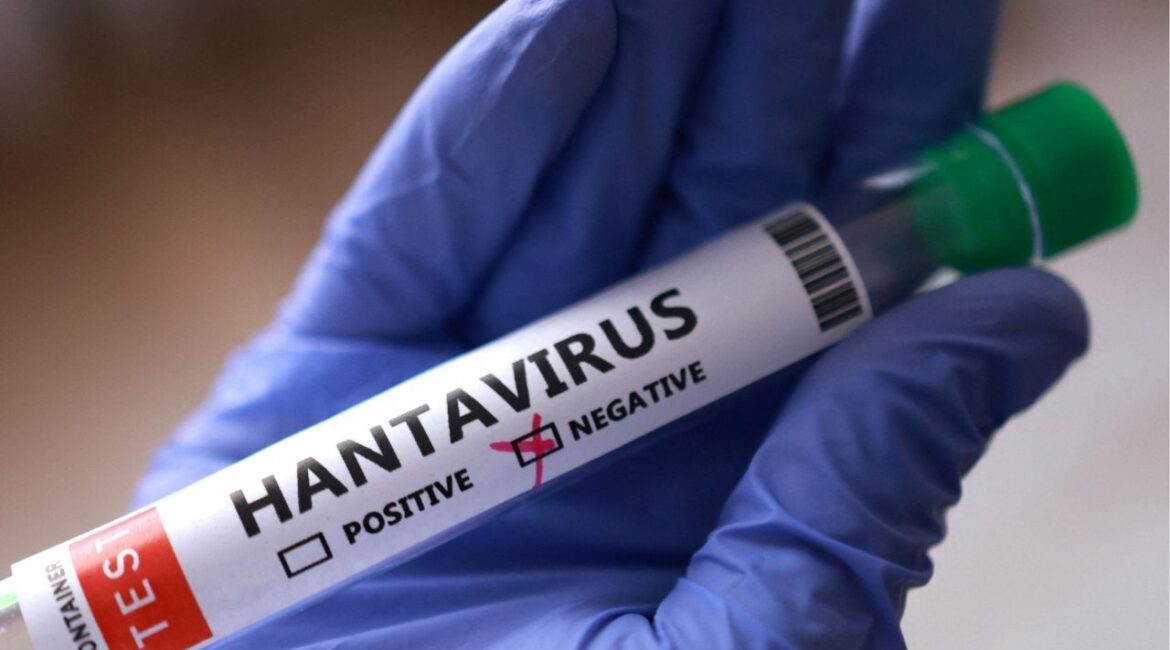 A test tube labelled "Hantavirus negative" is held in this illustration taken May 7, 2026. (Reuters/Dado Ruvic/Illustration)