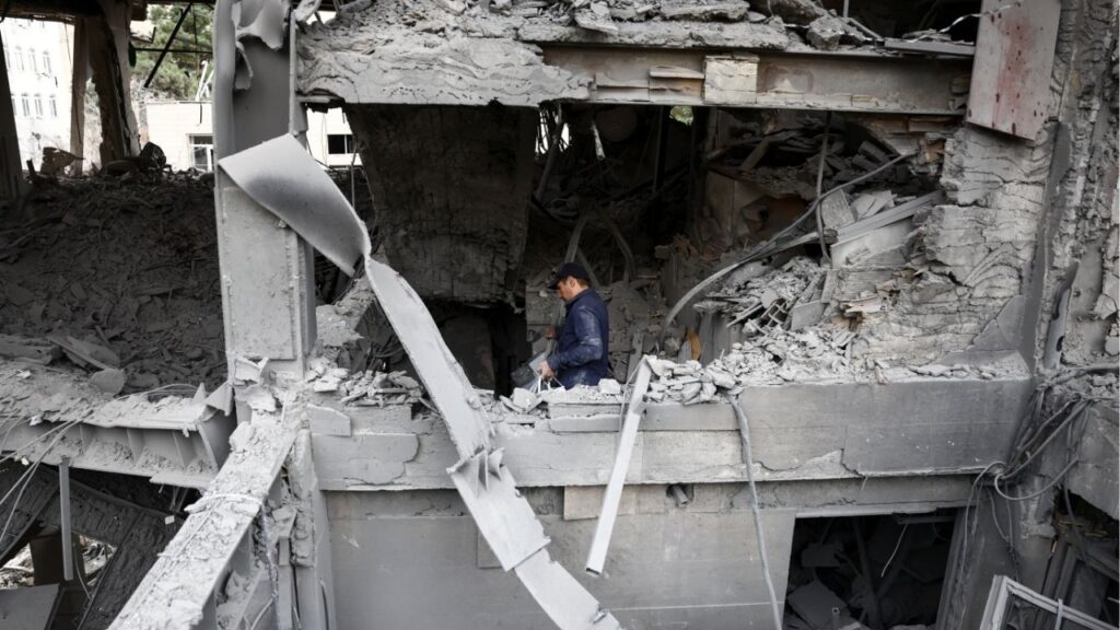 A view of the Qatari Al-Araby TV and business building damaged by a strike, as the U.S.-Israeli conflict with Iran continues, in Tehran, Iran, March 29, 2026. (Reuters File)