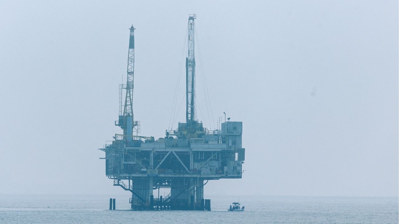 An offshore oil rig platform off the coast of California from Seal Beach, California, U.S., November 11, 2025. (Reuters File)