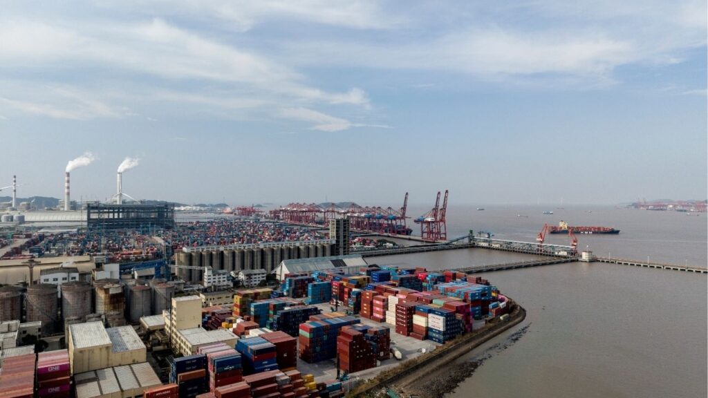 Cargo containers at Beilun Port in Ningbo, China, on Dec. 21, 2025. “We are on the brink of a much more frequent or widespread use of Chinese countermeasures against U.S. sanctions,” said Andrew Gillholm, a China expert at Control Risks. (The New York Times)