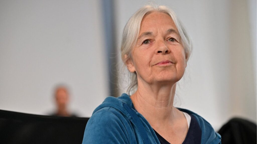Daniela Klette, accused of being one of the last surviving members of the Red Army Faction group, who was arrested after decades on the run for armed robbery and attempted murder attends her trial in Verden, northern Germany, May 27, 2026. (Sina Schuldt/Pool via Reuters)