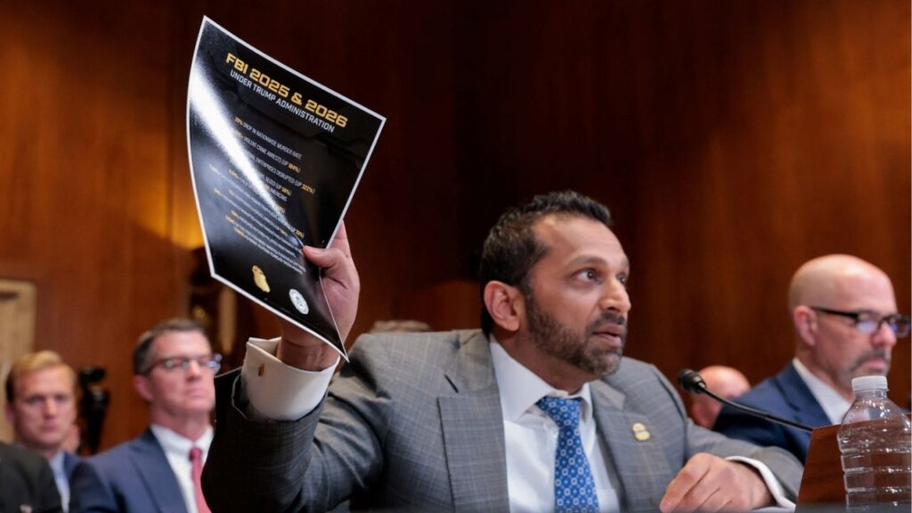 FBI Director Kash Patel testifies before a Senate Appropriations Commerce, Justice, Science, and Related Agencies Subcommittee hearing on U.S. President Donald Trump's FY2027 budget request for the Federal Bureau of Investigation (FBI), the Drug Enforcement Administration (DEA); the United States Marshals Service; and the Bureau of Alcohol, Tobacco, Firearms and Explosives (ATF), on Capitol Hill in Washington, D.C., U.S., May 12, 2026. (Reuters/Kylie Cooper)