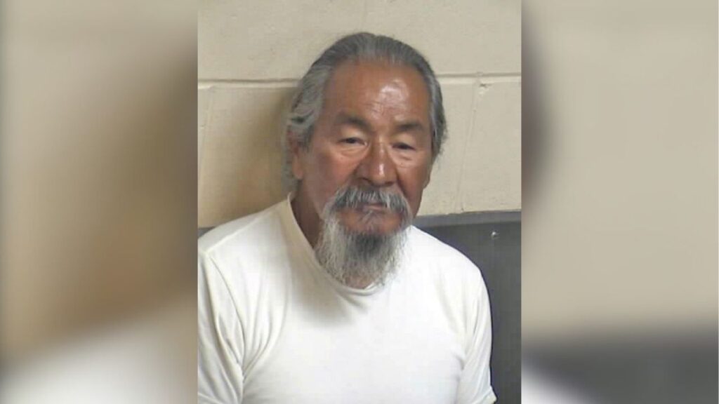 Fresno County authorities say Theodore Gallegos, 75, was arrested after allegedly stabbing a man during a fight outside the Prather Post Office on Thursday morning. (Fresno County SO)