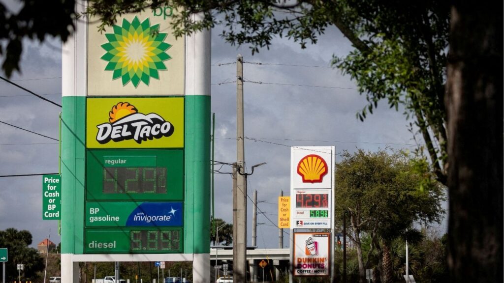 Gas prices are displayed at a gas station as the prices of oil and gas surge, amid the Iran war, in Titusville, Florida, U.S., March 31, 2026. (Reuters File)