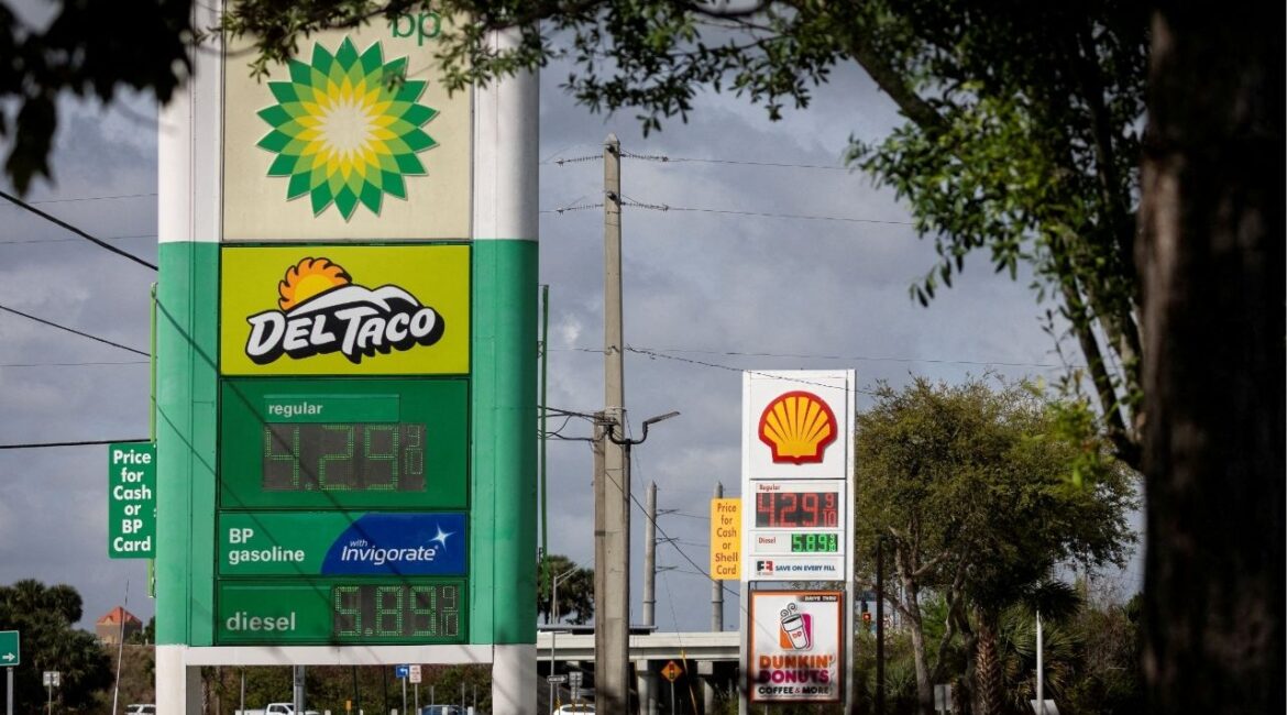 Gas prices are displayed at a gas station as the prices of oil and gas surge, amid the Iran war, in Titusville, Florida, U.S., March 31, 2026. (Reuters File)