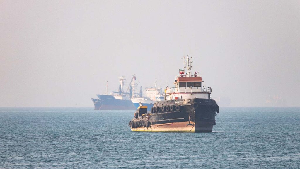 Vessels in the Strait of Hormuz near Bandar Abbas, Iran, May 4, 2026. (Amirhosein Khorgooi/ISNA/WANA (West Asia News Agency) via Reuters)