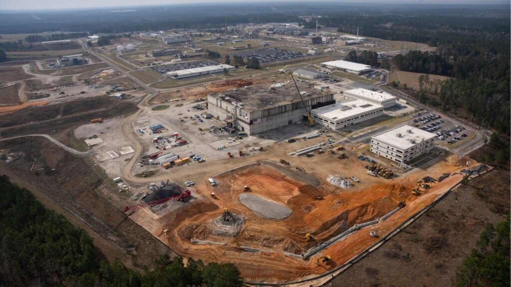 In a photo provided by the U.S. Department of Energy/Savannah River Site, an aerial view of the Savannah River Site, whose MOX project was scuttled and repurposed as the Savannah River Plutonium Processing Facility, in Aiken, S.C., March 13, 2025. The Trump administration is moving forward with a plan to provide Cold War-era plutonium from dismantled nuclear warheads to companies that want to convert the dangerous material into fuel for nuclear power plants. (U.S. Department of Energy/Savannah River Site via The New York Times)