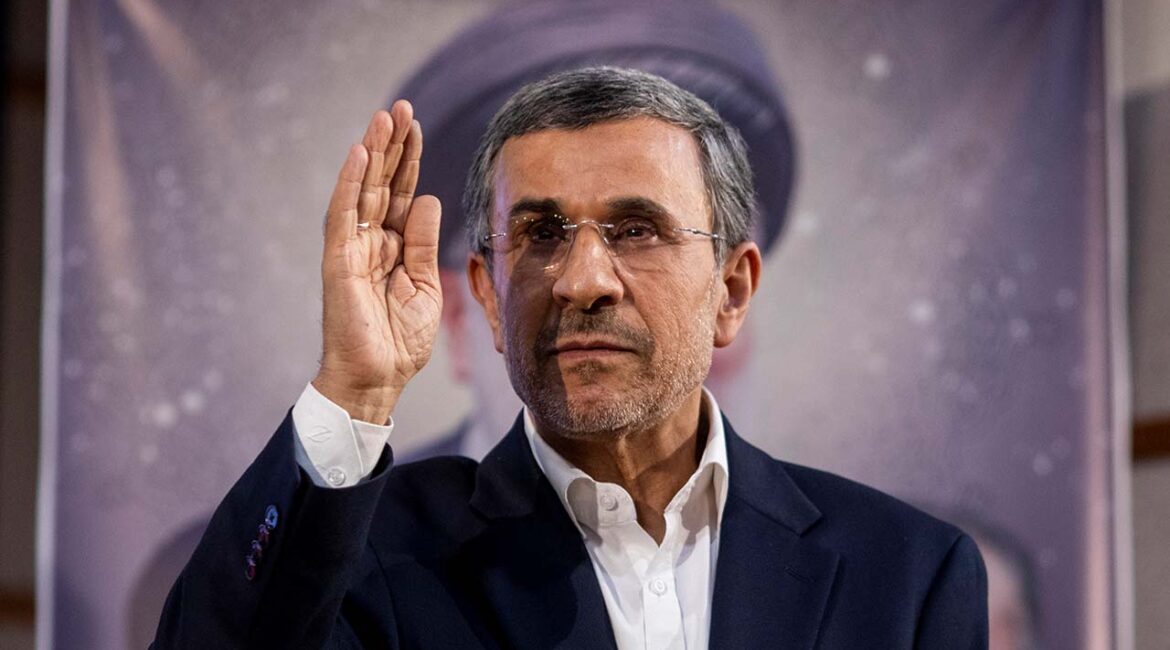 Former President Mahmoud Ahmadinejad of Iran at a news conference after registering as a candidate in the presidential elections, in Teran, Iran, June 2, 2024. An Israeli strike designed to free Ahmadinejad from house arrest in Tehran, U.S. officials said, was part of an effort to bring about regime change and put him in power. (Arash Khamooshi/Polaris for The New York Times)