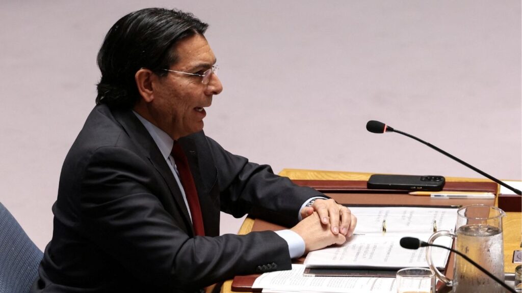 Israel's Permanent Representative to the United Nations Danny Danon addresses members of the United Nations Security Council on resolutions on the situation in Iran and the Middle East at U.N. headquarters in New York City, U.S., March 11, 2026. (Reuters/Shannon Stapleton)