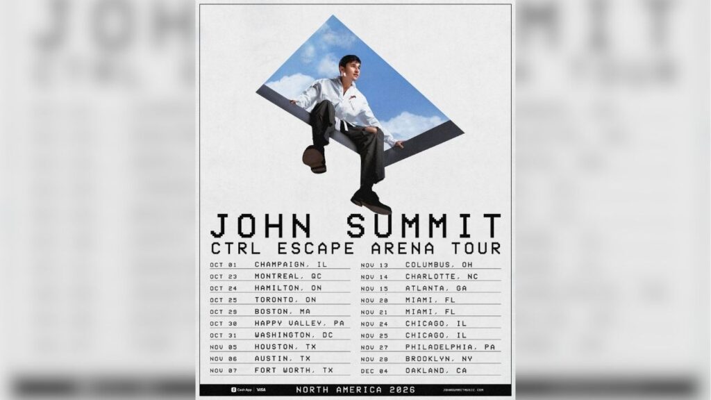 John Summit announced his largest North American tour to date behind his “CTRL ESCAPE” album, highlighted by a Dec. 4 stop at Oakland Arena after major California appearances at Coachella and Los Angeles pop-ups. (The Darkroom Co.)