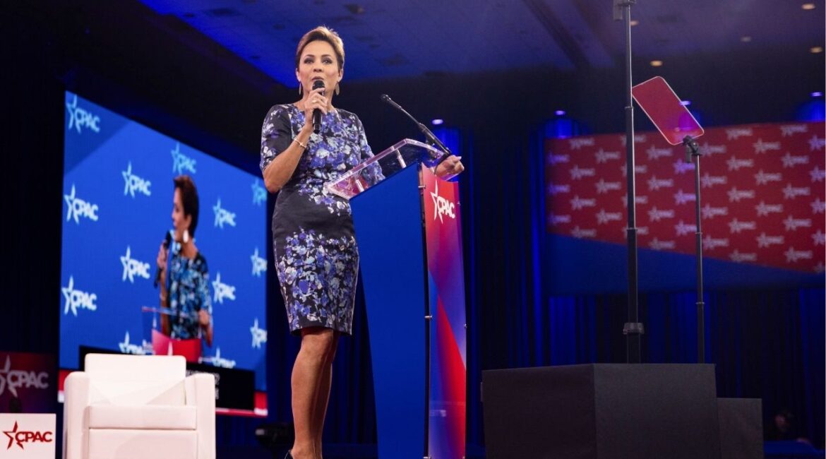 Kari Lake, the director of Voice of America, speaks during the 2025 Conservative Political Action Conference at the Gaylord National Resort and Conference Center in National Harbor, Md., Feb. 21, 2025. President Trump on Monday, May 11, 2026, appointed Lake, a fierce ally of the president who had led the administration’s efforts to shutter Voice of America and other federally funded news groups, as the next ambassador to Jamaica. (Maansi Srivastava/The New York Times)