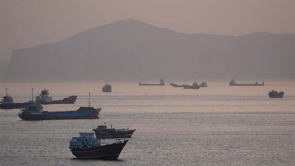 Ships and boats in the Strait of Hormuz, Musandam, Oman, May 1, 2026. (Reuters/Stringer TPX IMAGES OF THE DAY)
