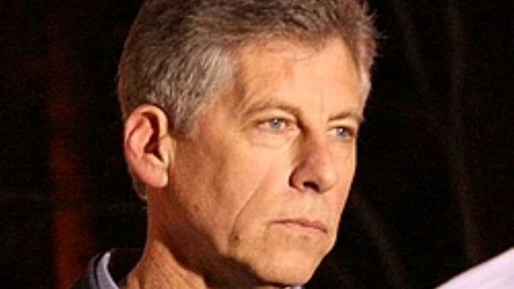 Environmental portrait of former LA PD police detective Mark Fuhrman looking pensively to the right