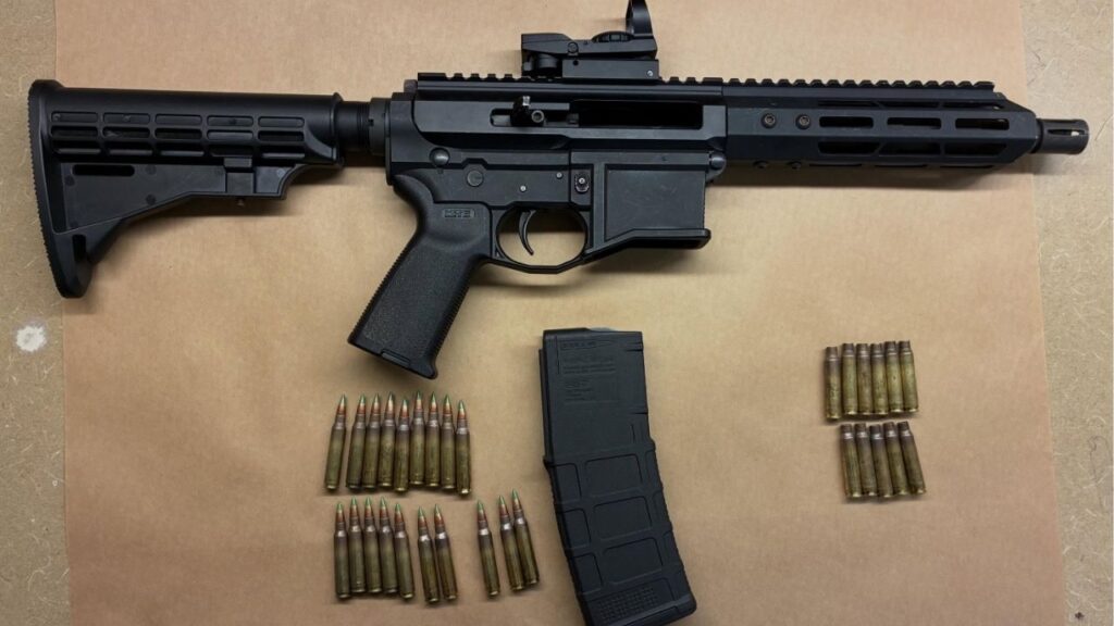 Officers say a privately manufactured “ghost” AR-15 short-barreled rifle was used to fire multiple rounds in the backyard of a Visalia residence. (Visalia PD)