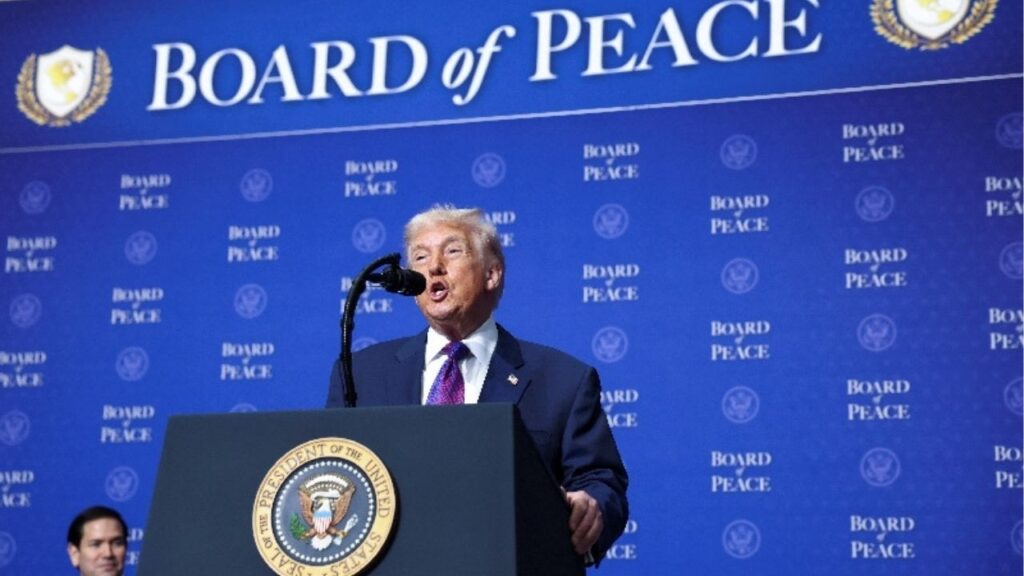 President Donald Trump speaks at the inaugural Board of Peace meeting at the U.S. Institute of Peace in Washington, D.C., U.S., February 19, 2026. (Reuters File)