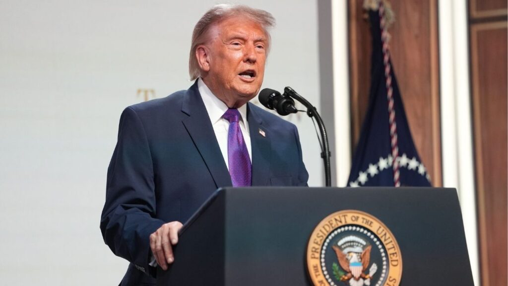 President Donald Trump speaks during an event about his online drugstore on the White House campus in Washington, on Monday, May 18, 2026. The Middle East remained in tense limbo on Tuesday after President Trump said he had postponed a major U.S. attack on Iran to give more time for diplomacy. (Doug Mills/The New York Times)