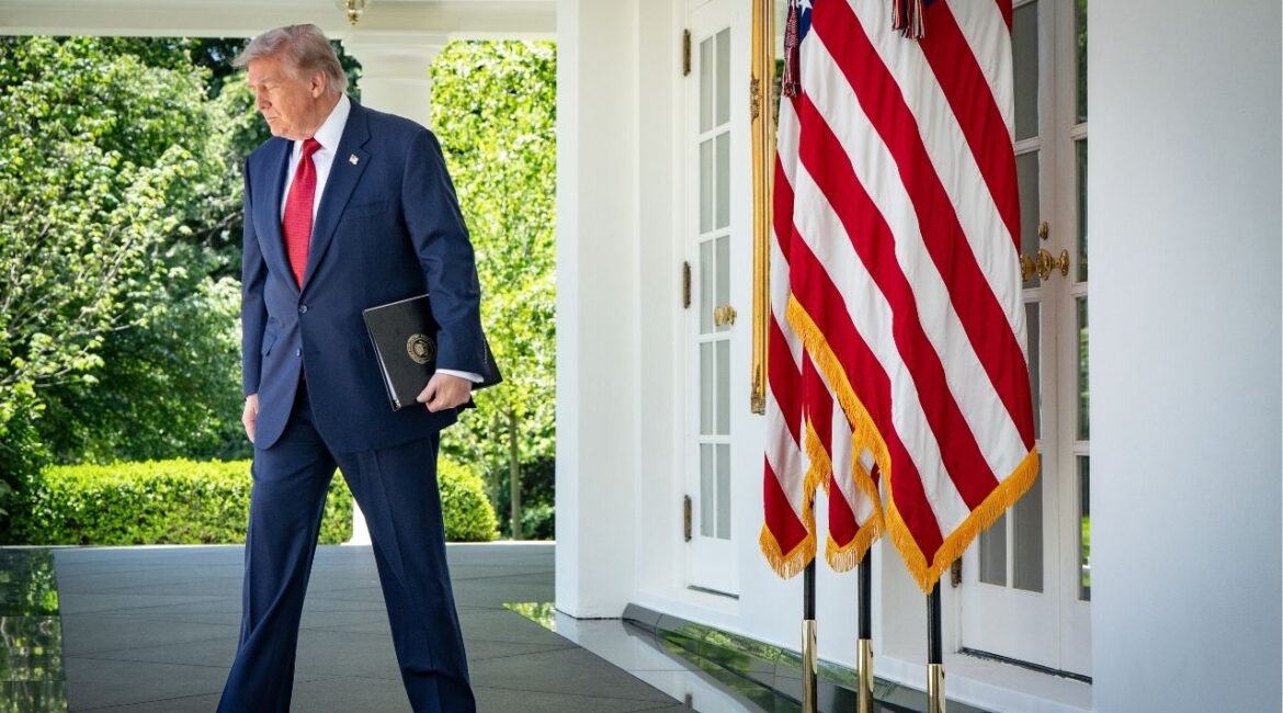 President Donald Trump walks to deliver remarks marking Mother’s Day at the Rose Garden of the White House in Washington, May 8, 2026. Iran has formally responded to the latest U.S. proposal to end the war, Iranian state media said on Sunday, May 10, 2026, after a tense week of attacks and counterattacks in the Persian Gulf has rattled the fragile truce. But the announcement provided few details about whether a comprehensive agreement could follow. (Haiyun Jiang/The New York Times)