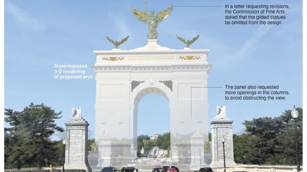 President Trump’s vision for a giant triumphal arch in Washington would drastically change the sightlines between some of the country’s most symbolic memorials. (The New York Times)