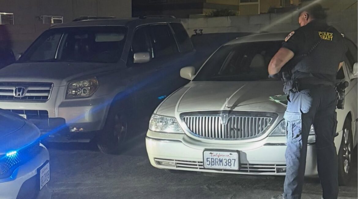 Richard Ramos, 45, was arrested in Visalia after authorities located a stolen vehicle at an apartment complex and booked him on auto theft and parole violation charges. (Visalia PD)