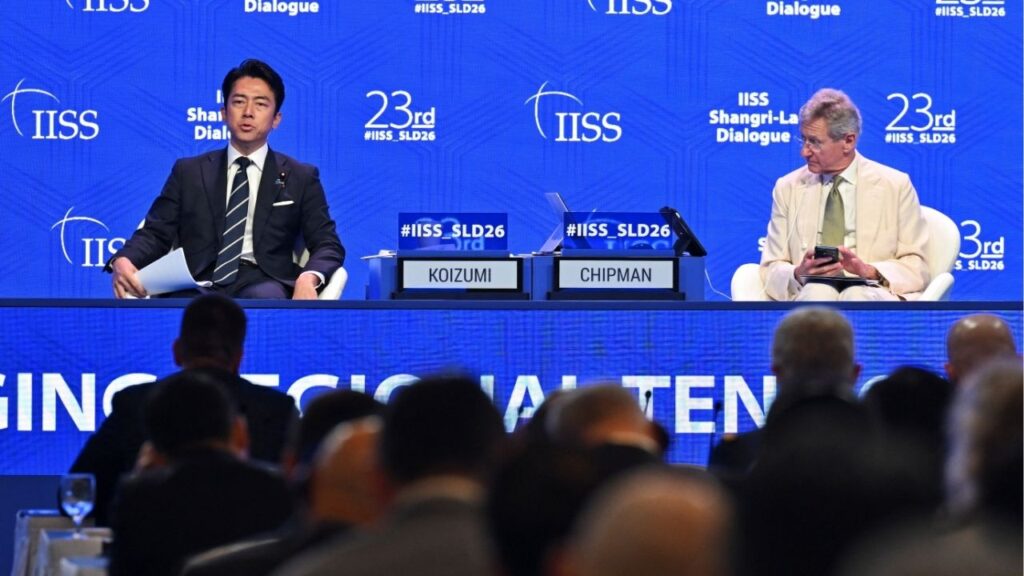 Shinjiro Koizumi, Japan's defence minister, speaks at the Shangri-La Dialogue security summit in Singapore, May 31, 2026. REUTERS/Caroline Chia