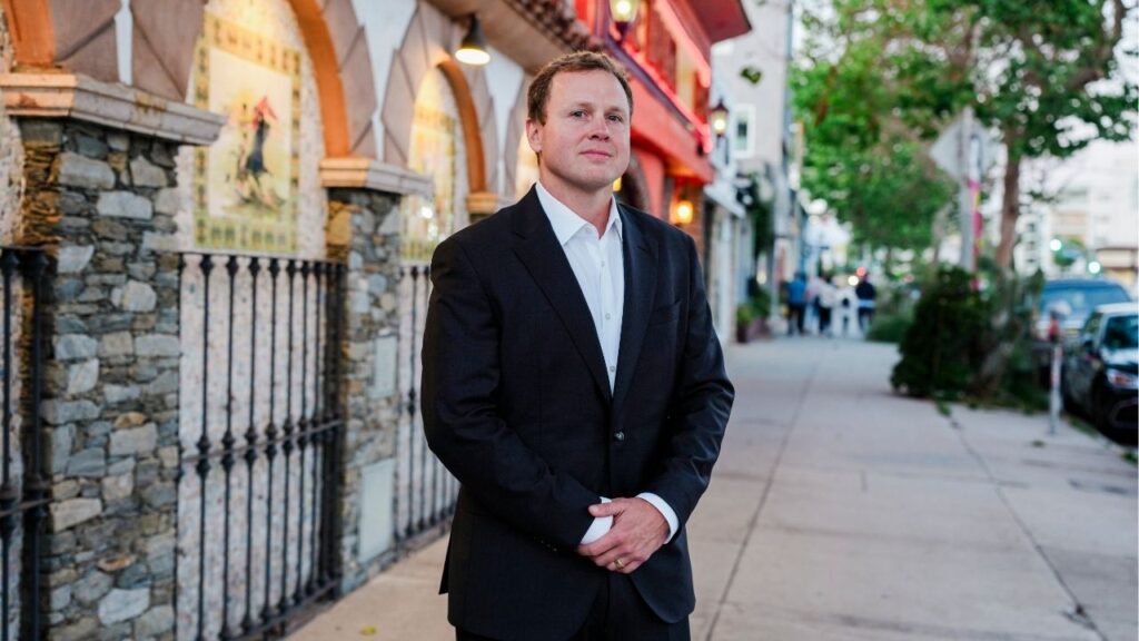 Spencer Pratt, a Republican running for Los Angeles mayor and reality television actor whose house burned in the Palisades fire, after the mayoral election debates at the Skirball Cultural Center in Los Angeles, May 6, 2026. The mayor of Los Angeles is running for a second term as a former ally and a reality TV star tap into widespread voter angst. (Gabriela Bhaskar/The New York Times)