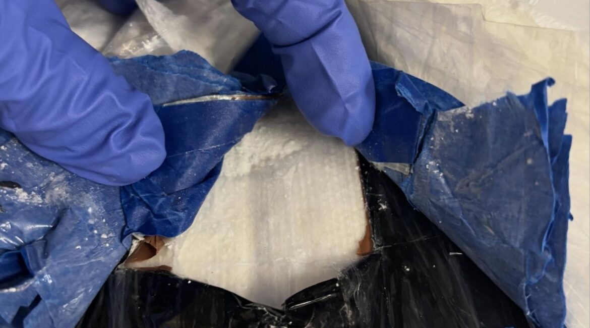 The California Highway Patrol Coalinga Area seized about 1 kilogram of suspected cocaine during a Sunday traffic stop on Interstate 5 in Fresno County, arresting the driver and passenger on drug sales-related charges. (CHP)