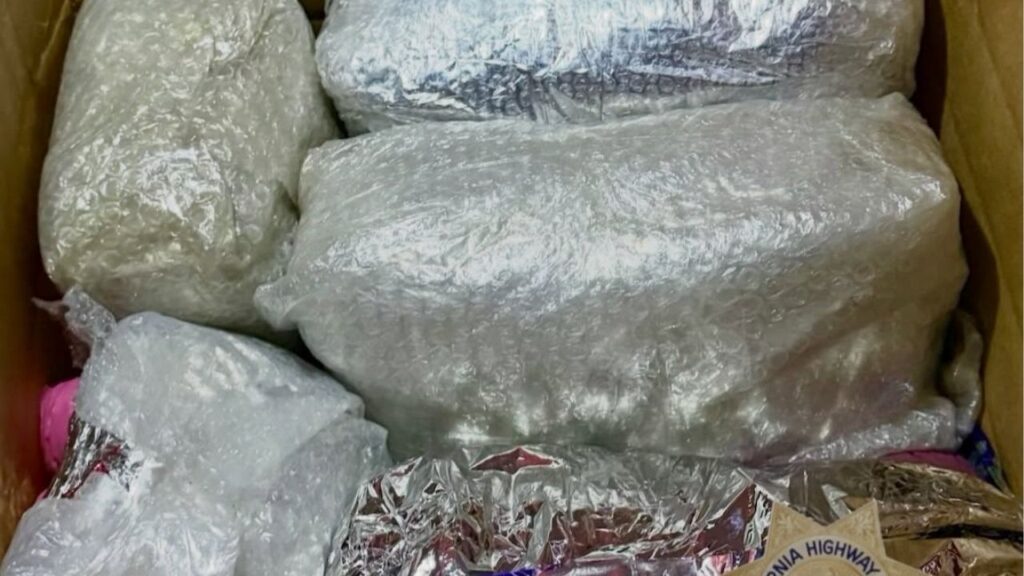 The California Highway Patrol said a driver was arrested Friday, May 1, 2026, after a traffic stop on State Route 99 in Merced County led to the discovery of about 150 pounds of khat. (CHP)
