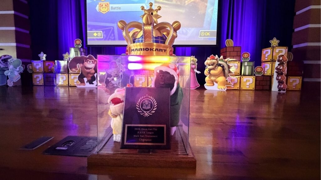 The Mario Kart crown and award at the Clovis Unified School District's Mario Kart Tournament on Saturday, May 9, 2026. (GV Wire)