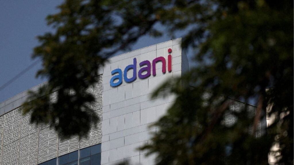 The logo of the Adani Group is seen on the facade of its Corporate House on the outskirts of Ahmedabad, India, November 21, 2024. (Reuters File)