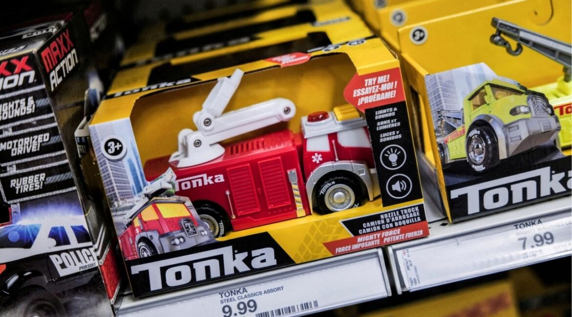 Tonka toys, sold by Basic Fun!, are displayed at a store in New York City, U.S., April 9, 2025. (Reuters File)