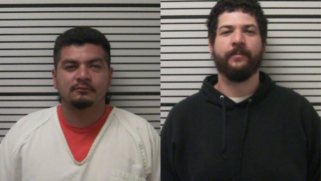 Tulare County authorities arrested Alexander Torres (left), 26, and Ramon Delgado, 32, both of Earlimart, in connection with the April killing of 43-year-old Ruben Chavez. (Tulare County SO)