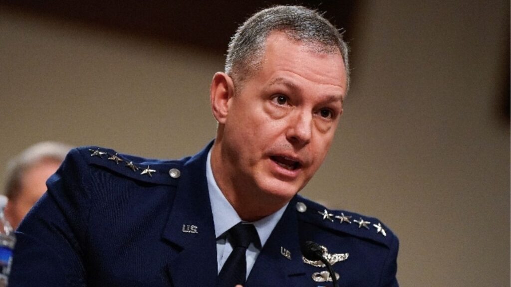U.S. Air Force General Alexus Grynkewich, commander of the U.S. European Command and NATO Supreme Allied Commander Europe (SACEUR), testifies before a Senate Armed Services Committee hearing on the "posture of the U.S. European Command and U.S. Transportation Command in review of the Defense Authorization Request", on Capitol Hill in Washington, D.C., U.S., March 12, 2026. (Reuters/Elizabeth Frantz)
