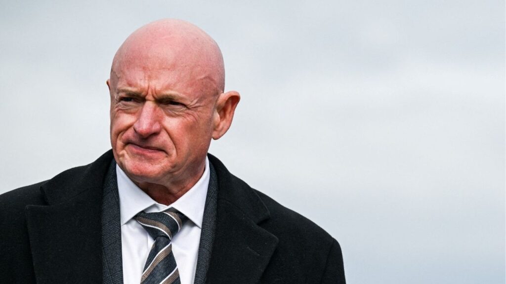 U.S. Senator Mark Kelly (D-AZ) looks on at a press conference, on Capitol Hill in Washington, D.C., U.S., November 18, 2025. (Reuters File)