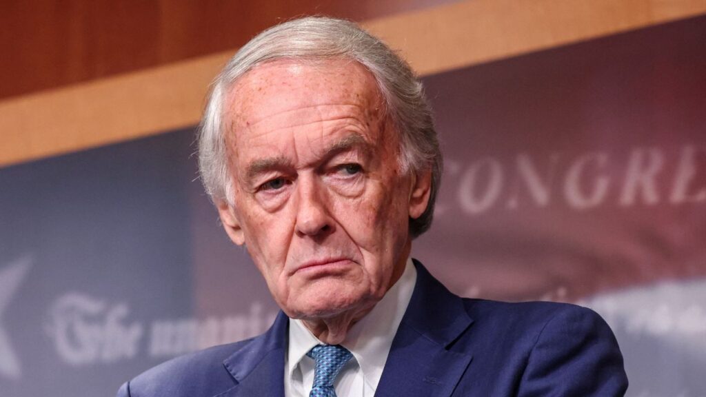 U.S. Senator Ed Markey (D-MA) attends a press conference with other Democratic leaders on Capitol Hill in Washington, D.C., U.S., October 29, 2025. (REUTERS/Kylie Cooper)
