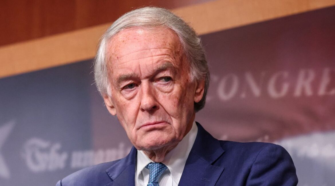 U.S. Senator Ed Markey (D-MA) attends a press conference with other Democratic leaders on Capitol Hill in Washington, D.C., U.S., October 29, 2025. (REUTERS/Kylie Cooper)